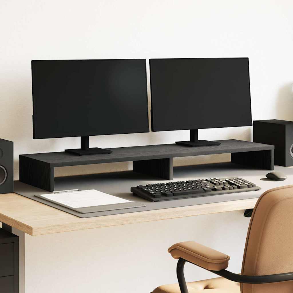 fekete tölgy színű szerelt fa monitorállvány 100 x 27 x 10 cm