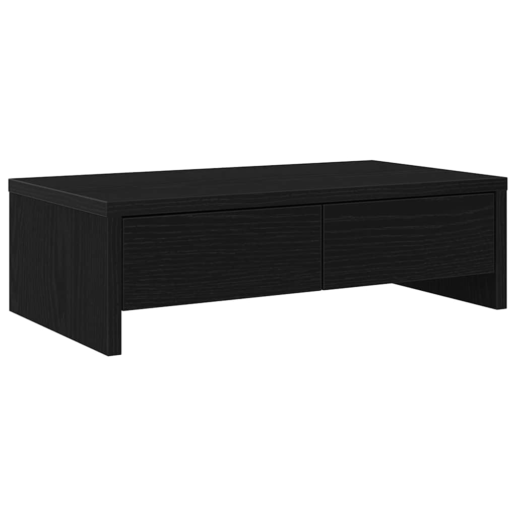 fekete tölgy szerelt fa monitorállvány fiókokkal 50x27x15 cm