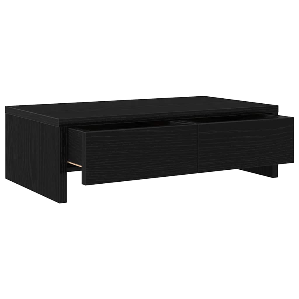 fekete tölgy szerelt fa monitorállvány fiókokkal 50x27x15 cm