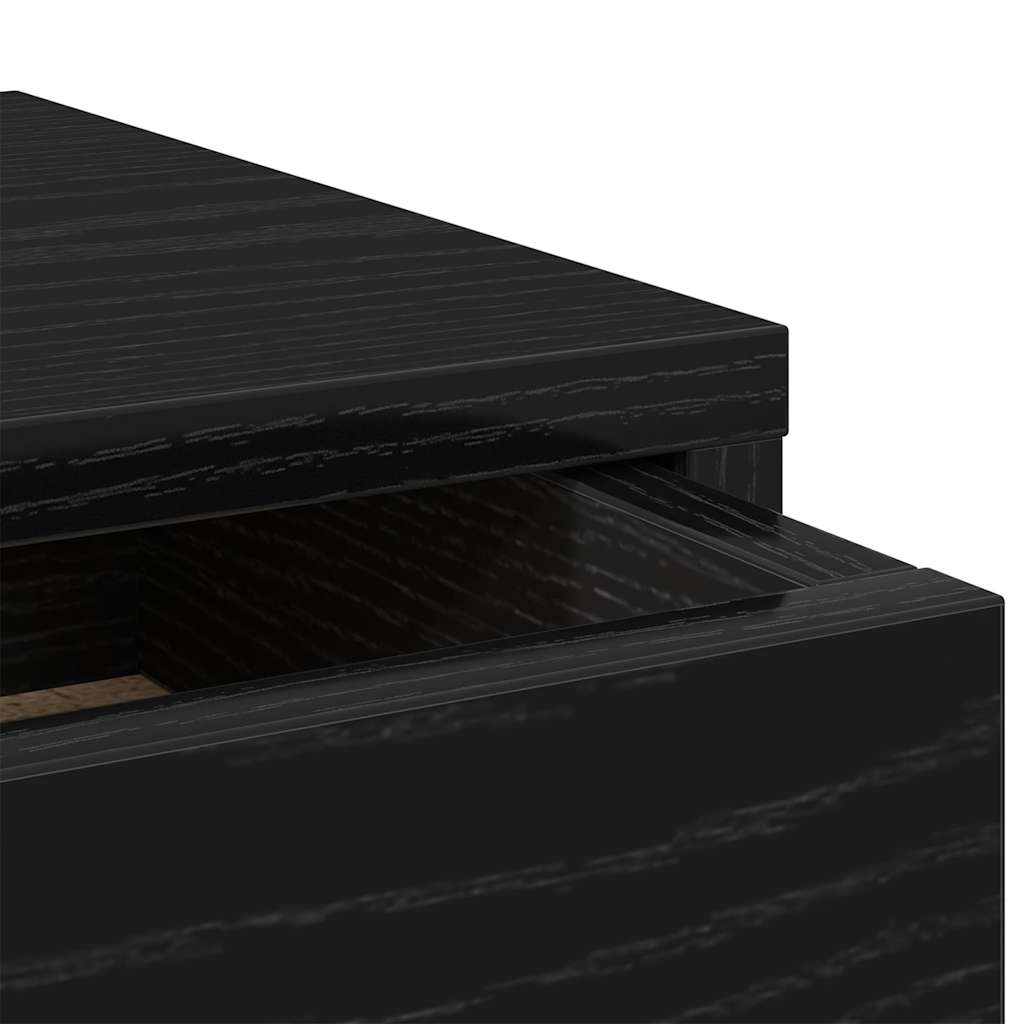 fekete tölgy szerelt fa monitorállvány fiókokkal 50x27x15 cm