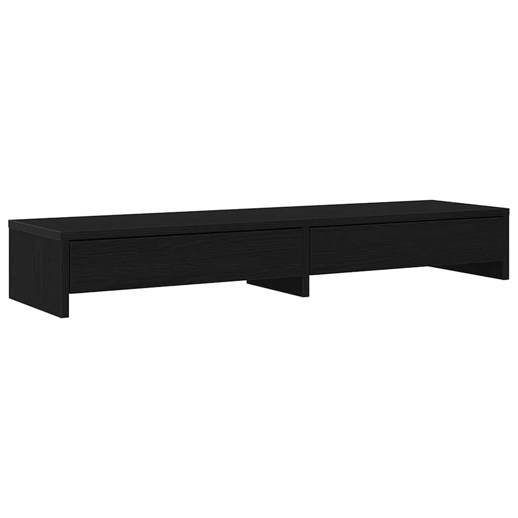 fekete tölgy szerelt fa monitorállvány fiókokkal 100x27x15 cm