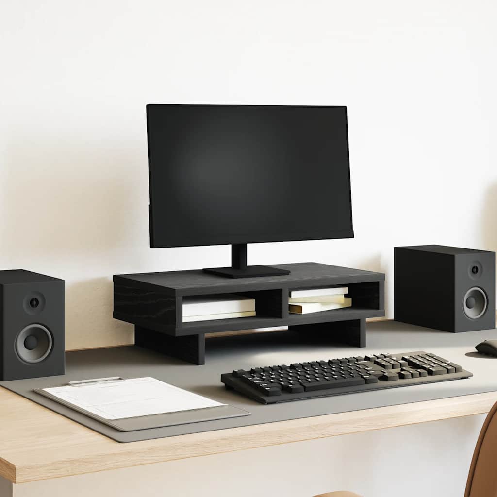 fekete tölgy színű szerelt fa monitorállvány 50 x 27 x 15 cm