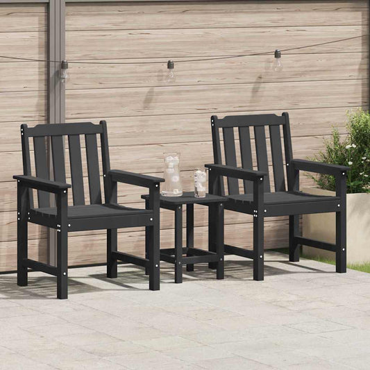 Kerti étkezőszék 2 pcs Fekete 65,5 x 59 x 88 cm HDPE