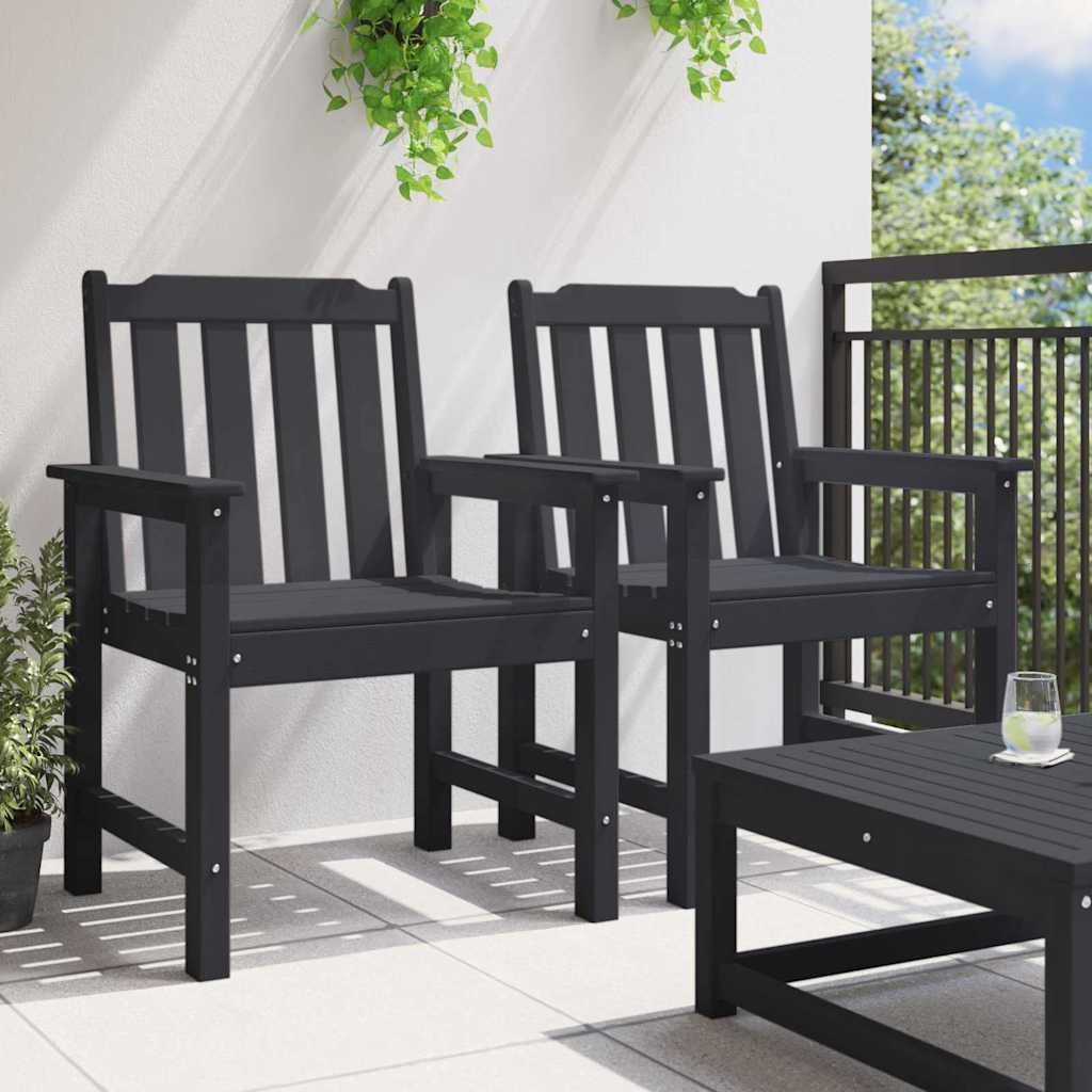 Kerti étkezőszék 2 pcs Fekete 65,5 x 59 x 88 cm HDPE