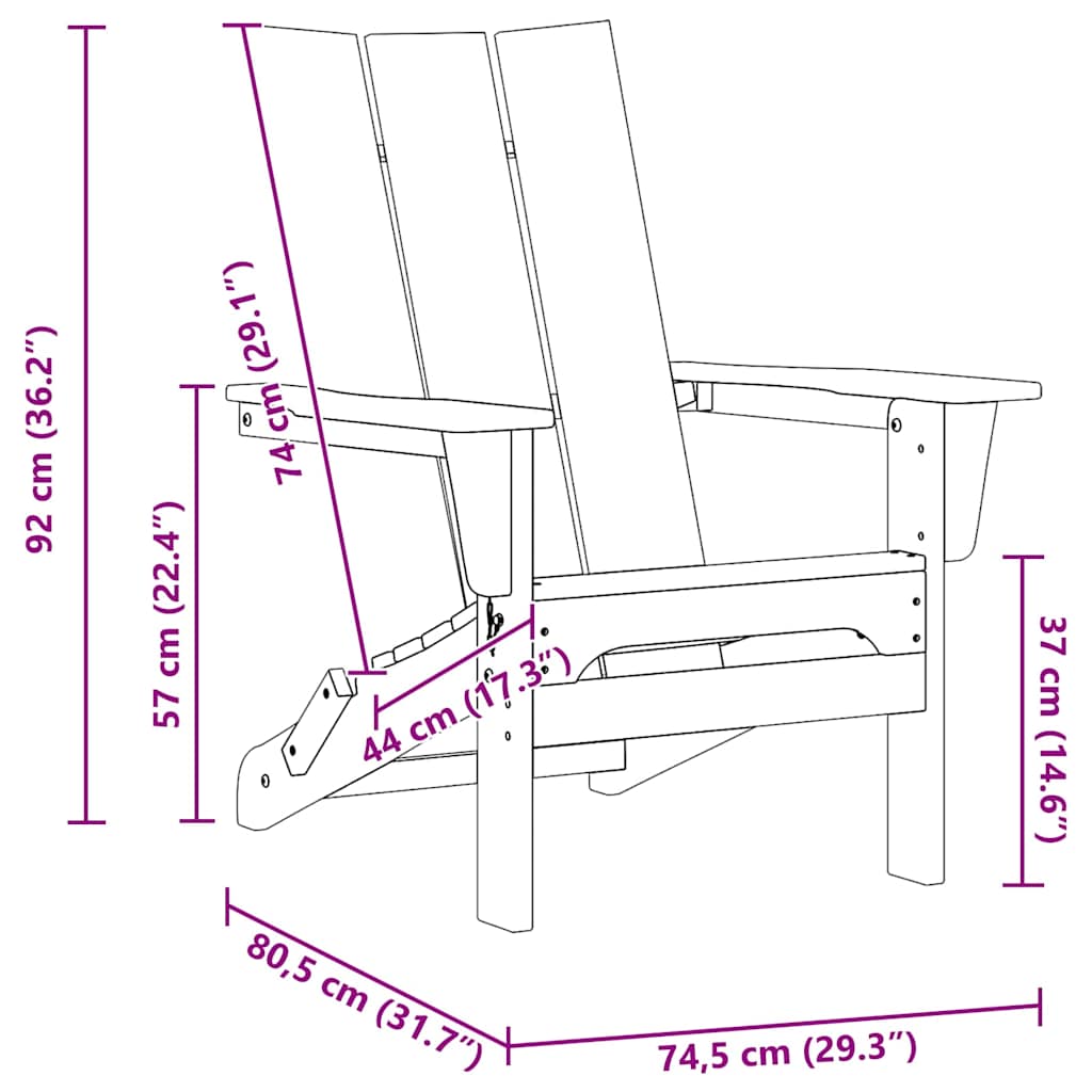 Összecsukható Adirondack szék Sötétkék 80,5 x 74,5 x 92 cm HDPE