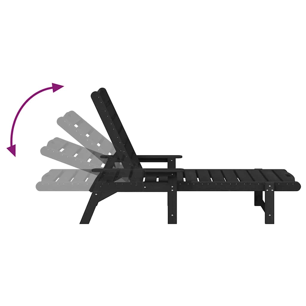 Napozó Fekete 195,5 x 53 x 98,5 cm HDPE