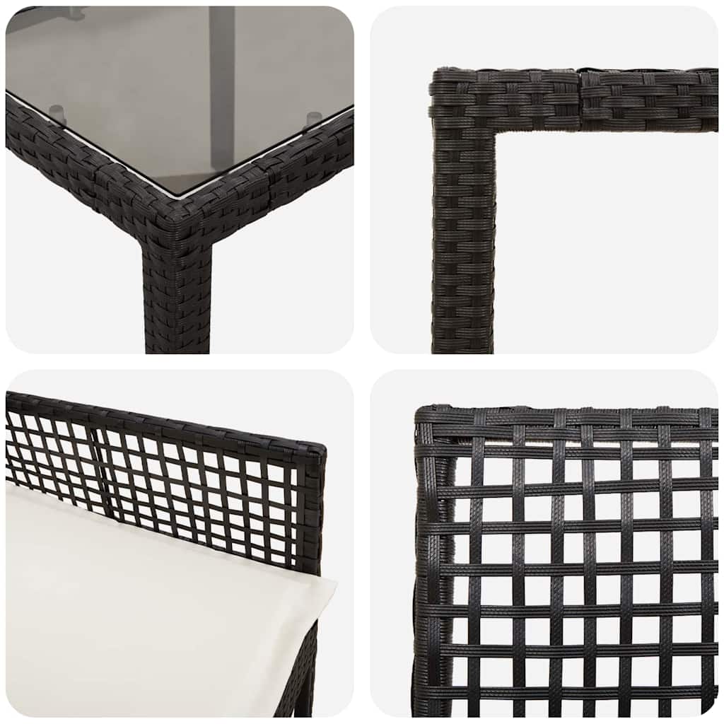Kert étkező szett 3 pcs Fekete polirattan