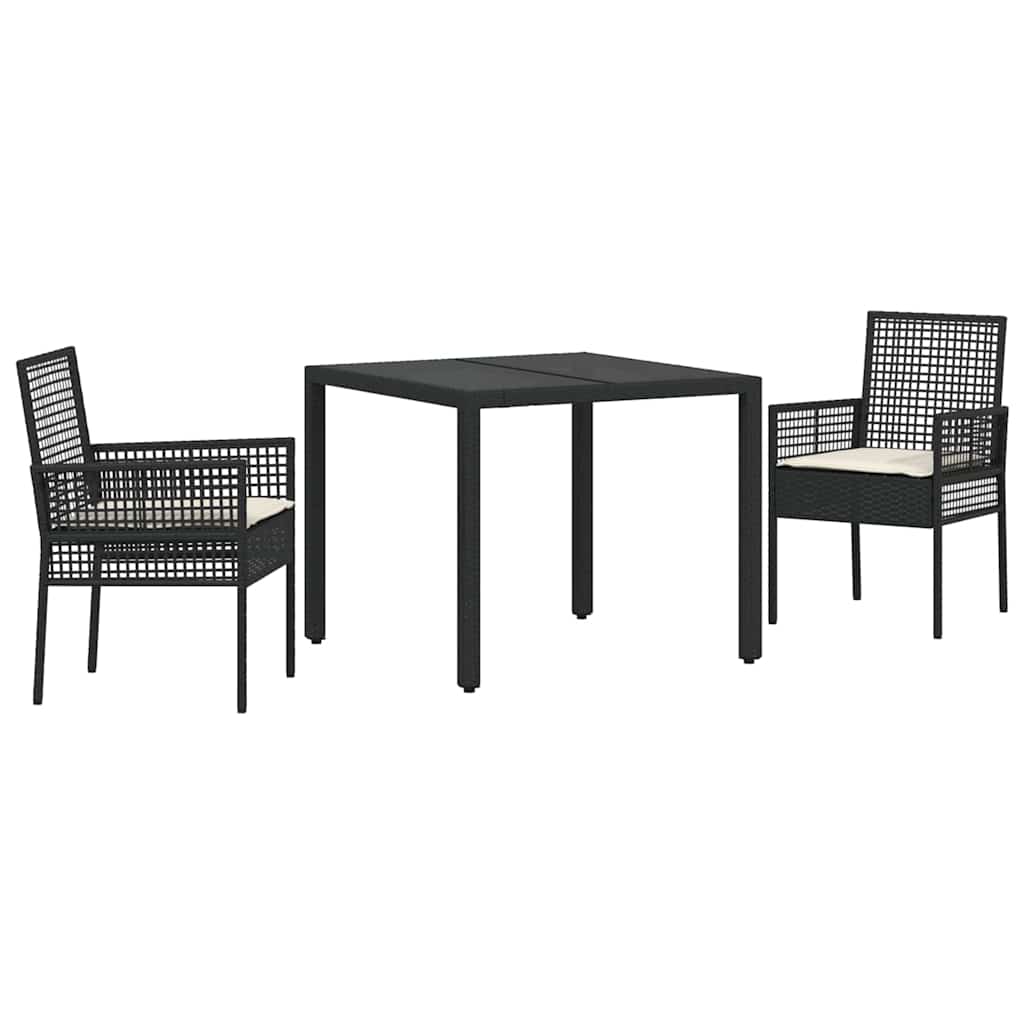 Kert étkező szett 3 pcs Fekete polirattan