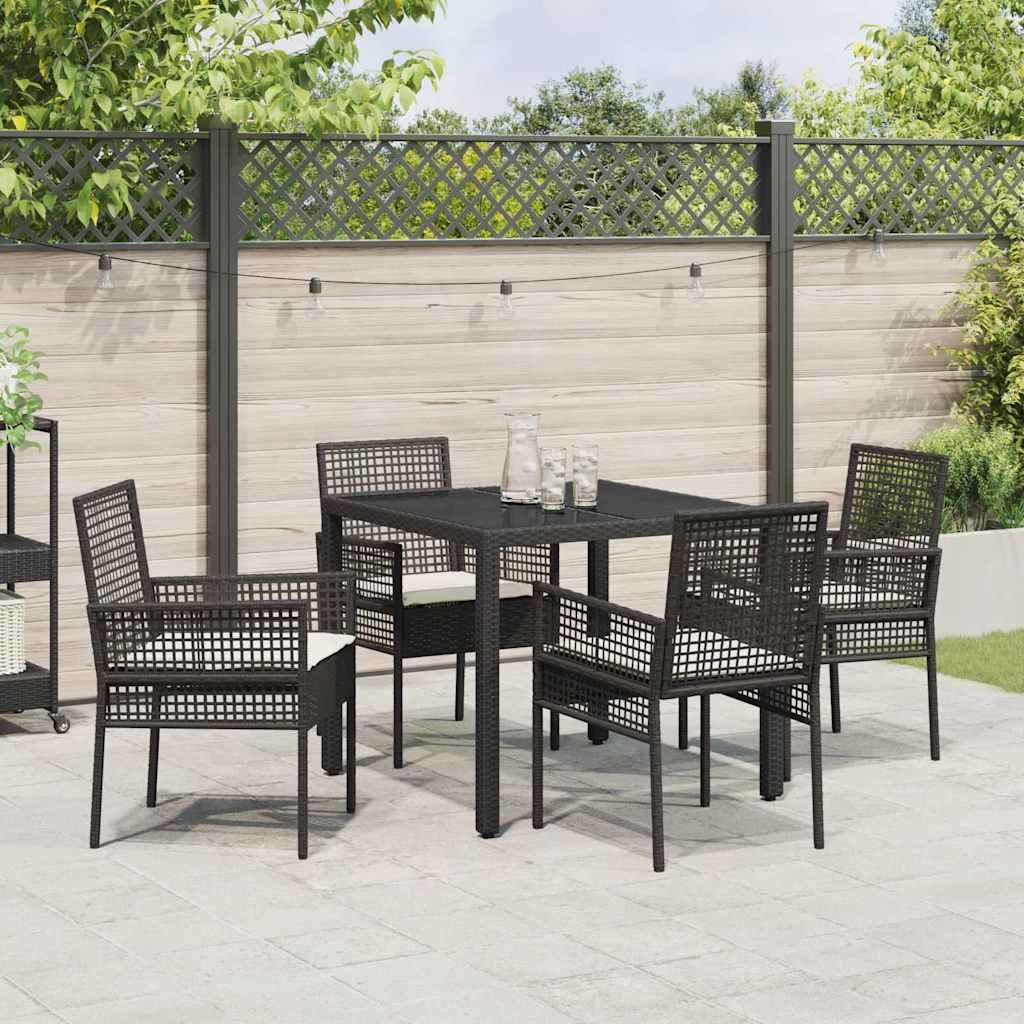 Kert étkező szett 5 pcs Fekete polirattan