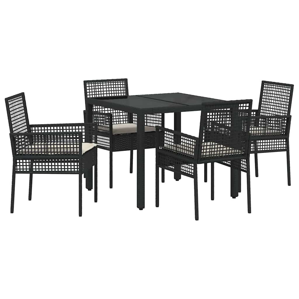 Kert étkező szett 5 pcs Fekete polirattan