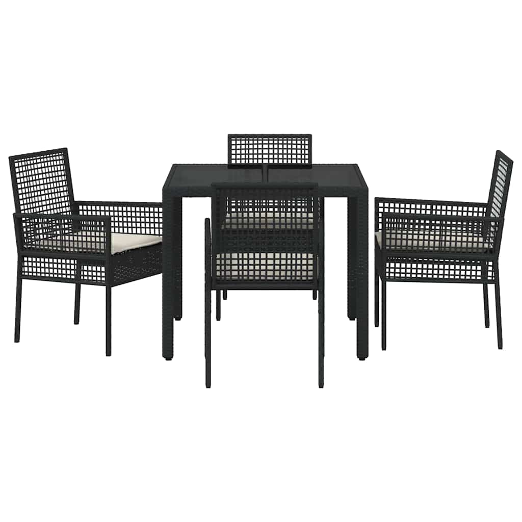 Kert étkező szett 5 pcs Fekete polirattan