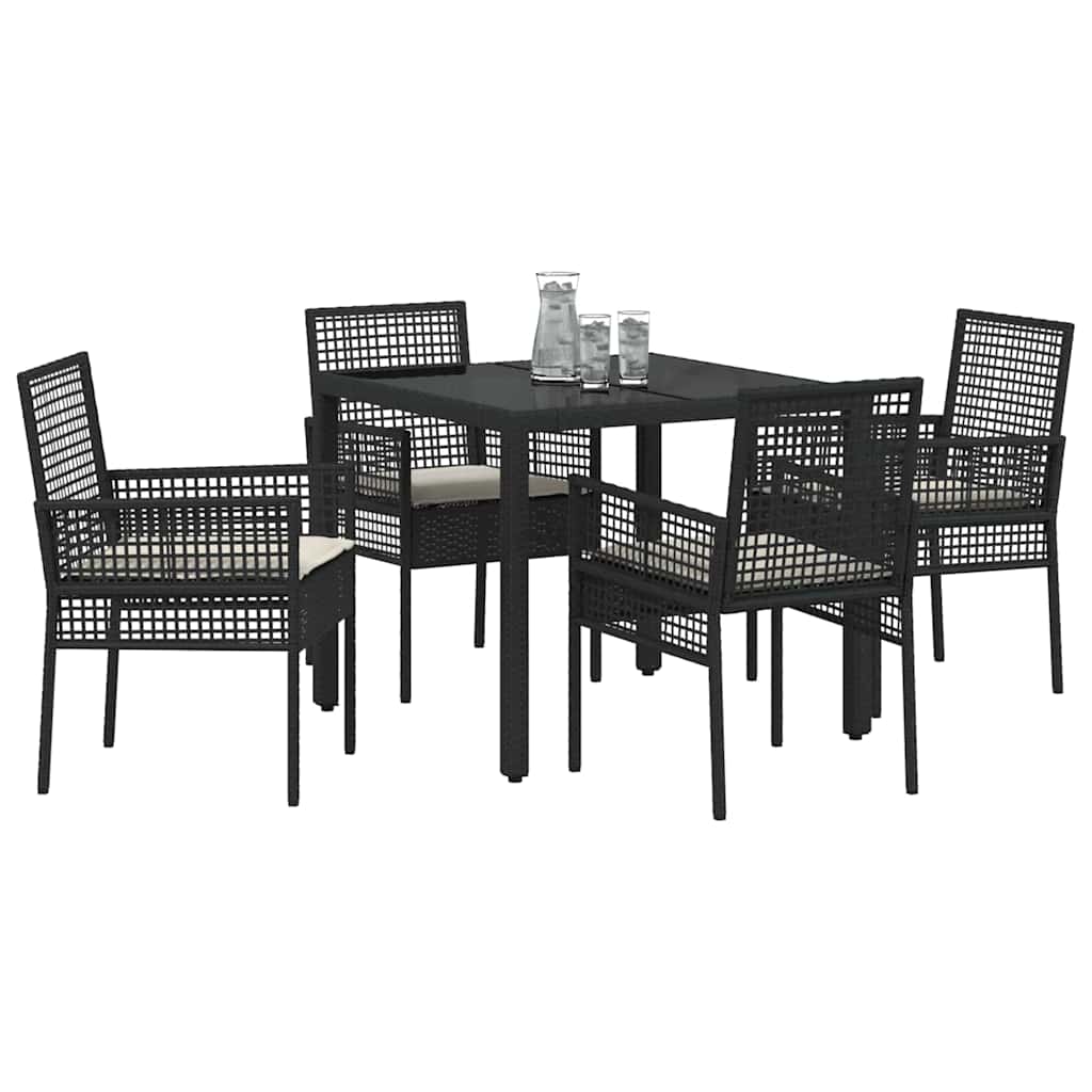 Kert étkező szett 5 pcs Fekete polirattan