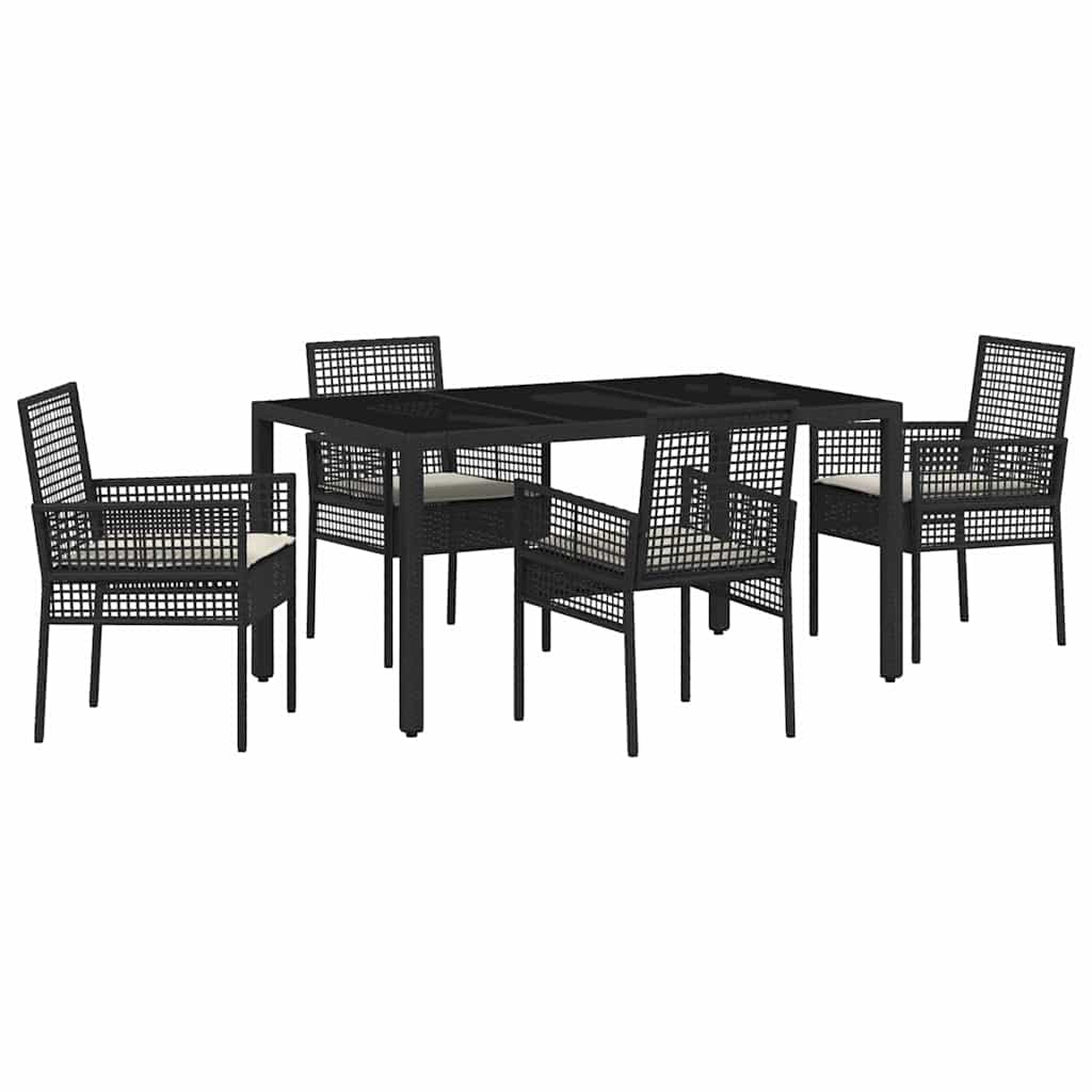 Kert étkező szett 5 pcs Fekete polirattan