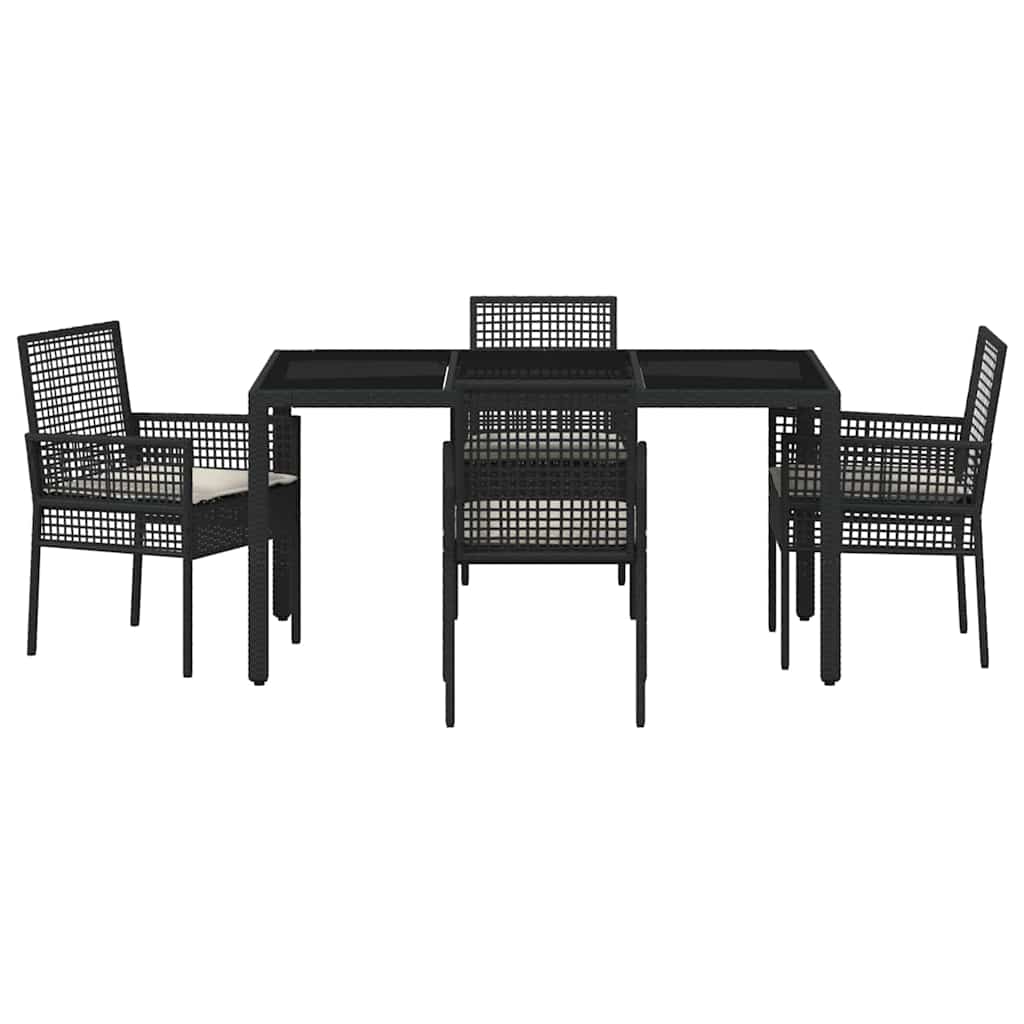 Kert étkező szett 5 pcs Fekete polirattan