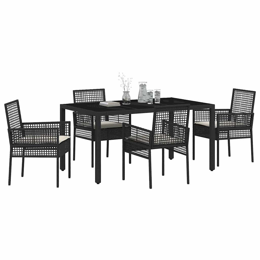 Kert étkező szett 5 pcs Fekete polirattan
