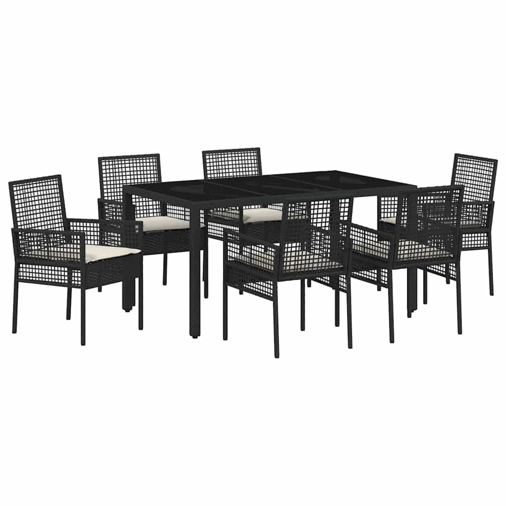 Kert étkező szett 7 pcs Fekete polirattan