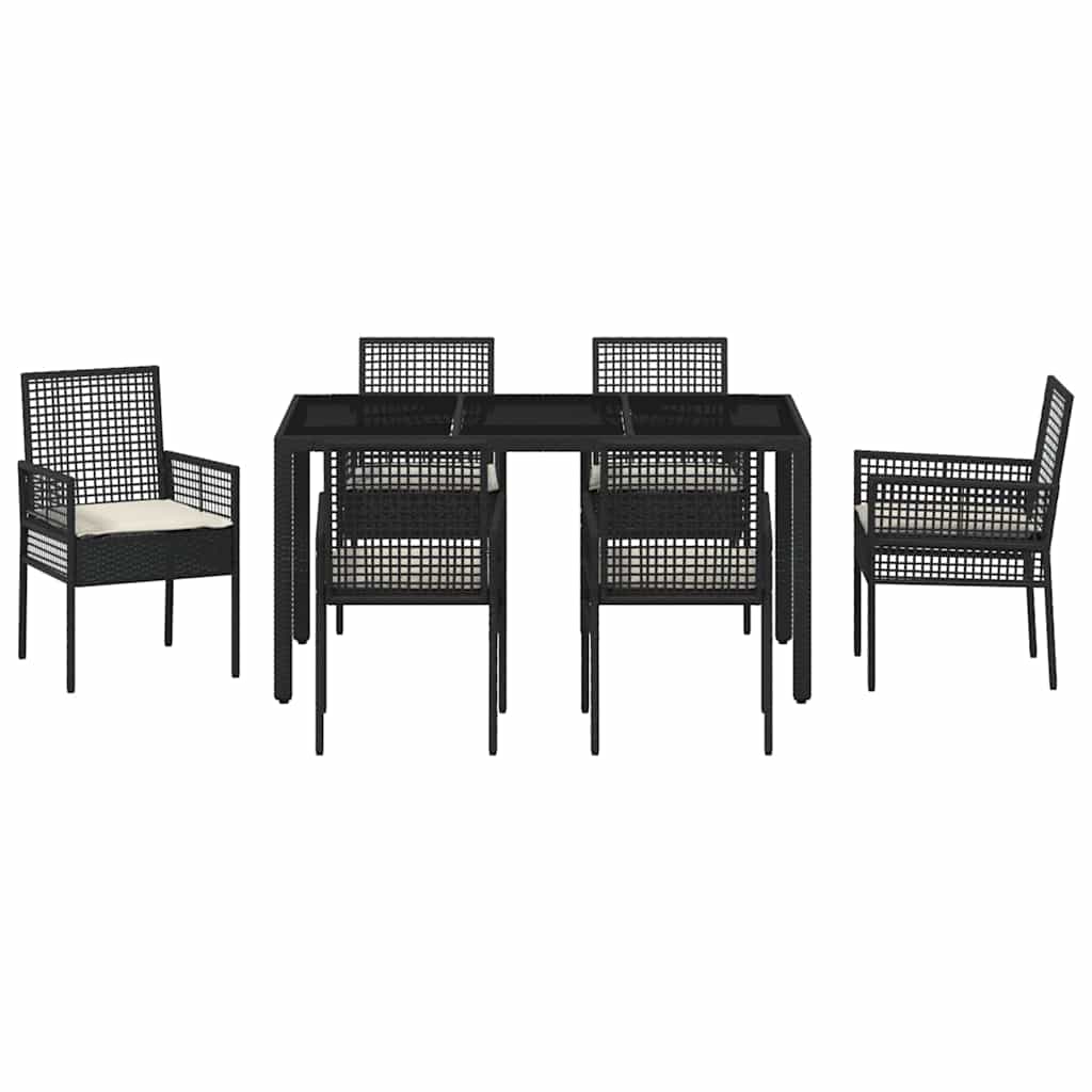 Kert étkező szett 7 pcs Fekete polirattan