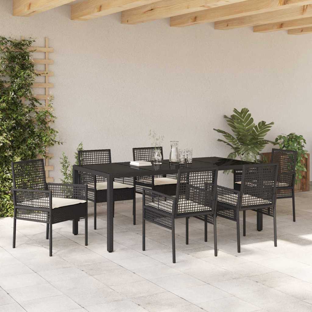 Kert étkező szett 7 pcs Fekete polirattan