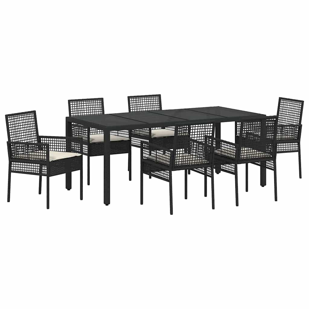 Kert étkező szett 7 pcs Fekete polirattan
