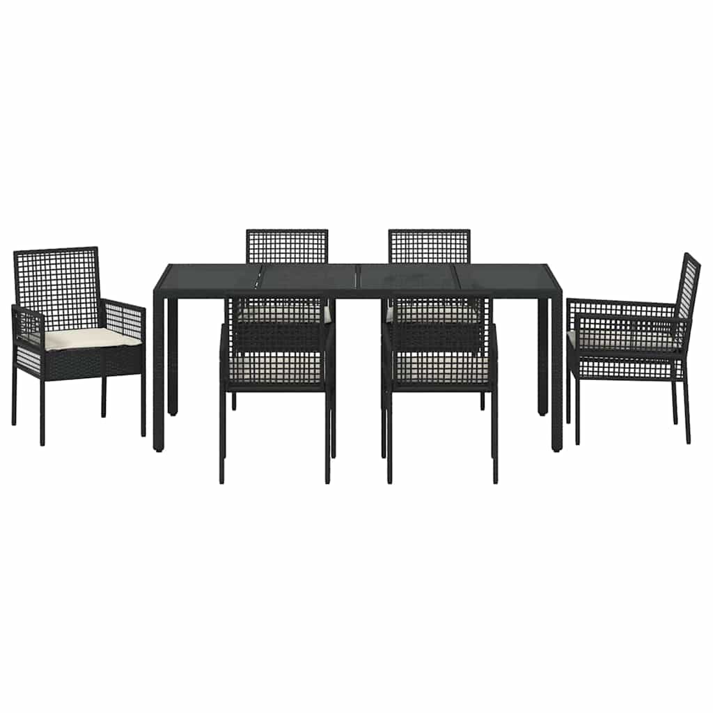 Kert étkező szett 7 pcs Fekete polirattan