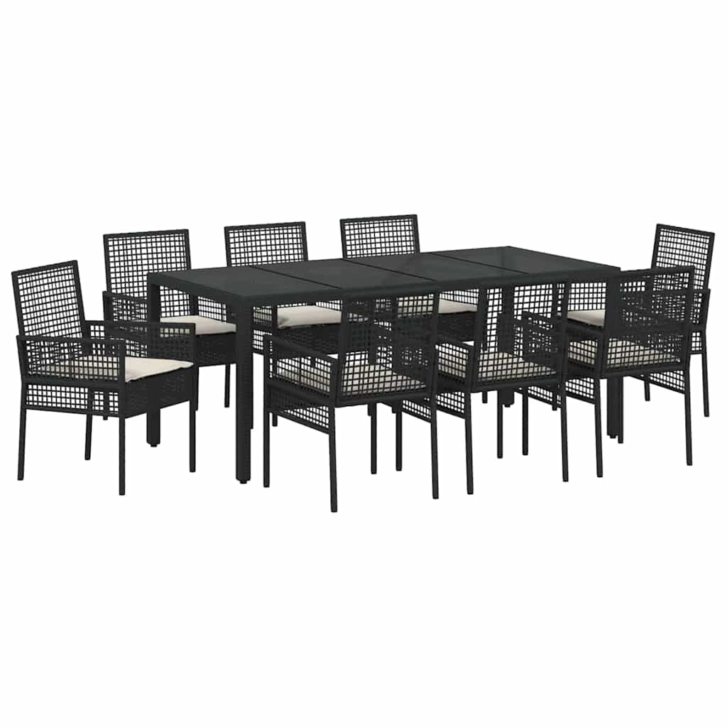 Kert étkező szett 9 pcs Fekete polirattan