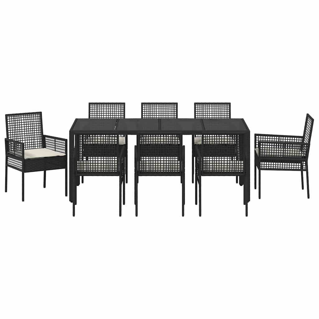 Kert étkező szett 9 pcs Fekete polirattan