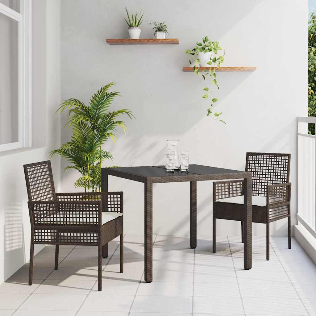 Kert étkező szett 3 pcs Barna polirattan