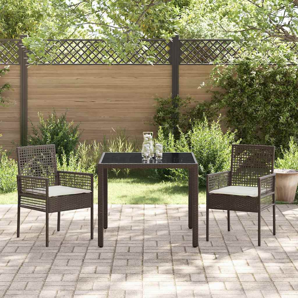 Kert étkező szett 3 pcs Barna polirattan