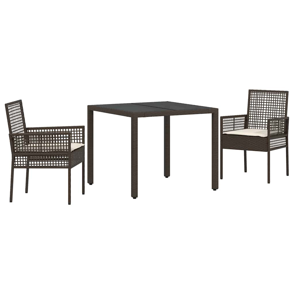 Kert étkező szett 3 pcs Barna polirattan