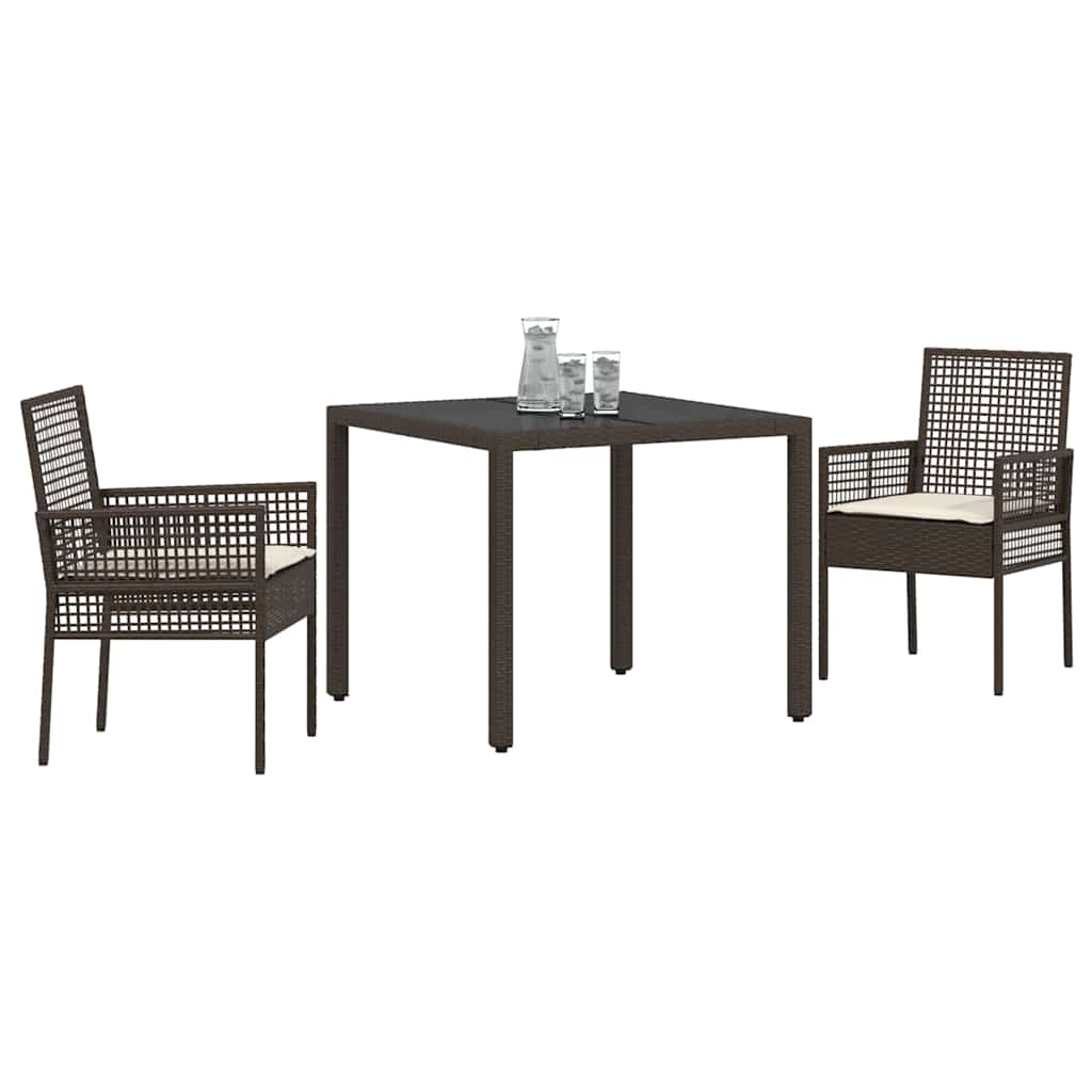 Kert étkező szett 3 pcs Barna polirattan