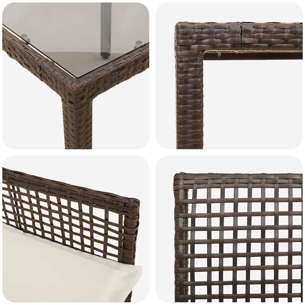 Kert étkező szett 5 pcs Barna polirattan