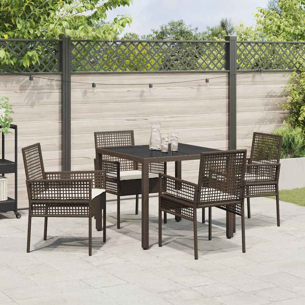 Kert étkező szett 5 pcs Barna polirattan