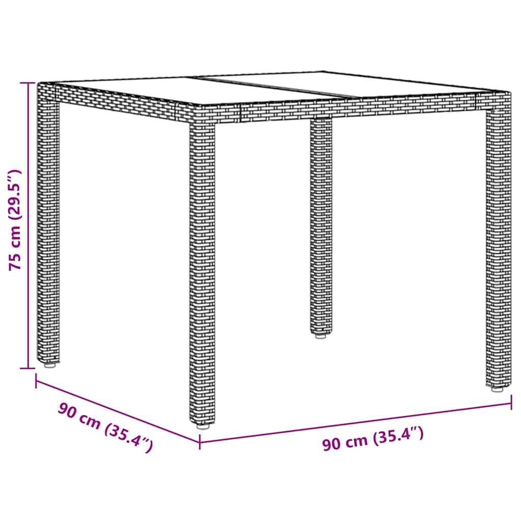 Kert étkező szett 5 pcs Barna polirattan