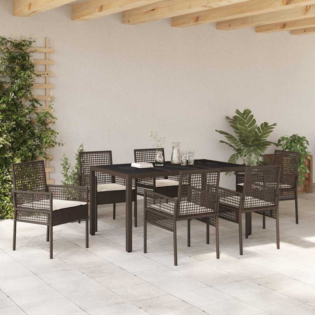 Kert étkező szett 7 pcs Barna polirattan