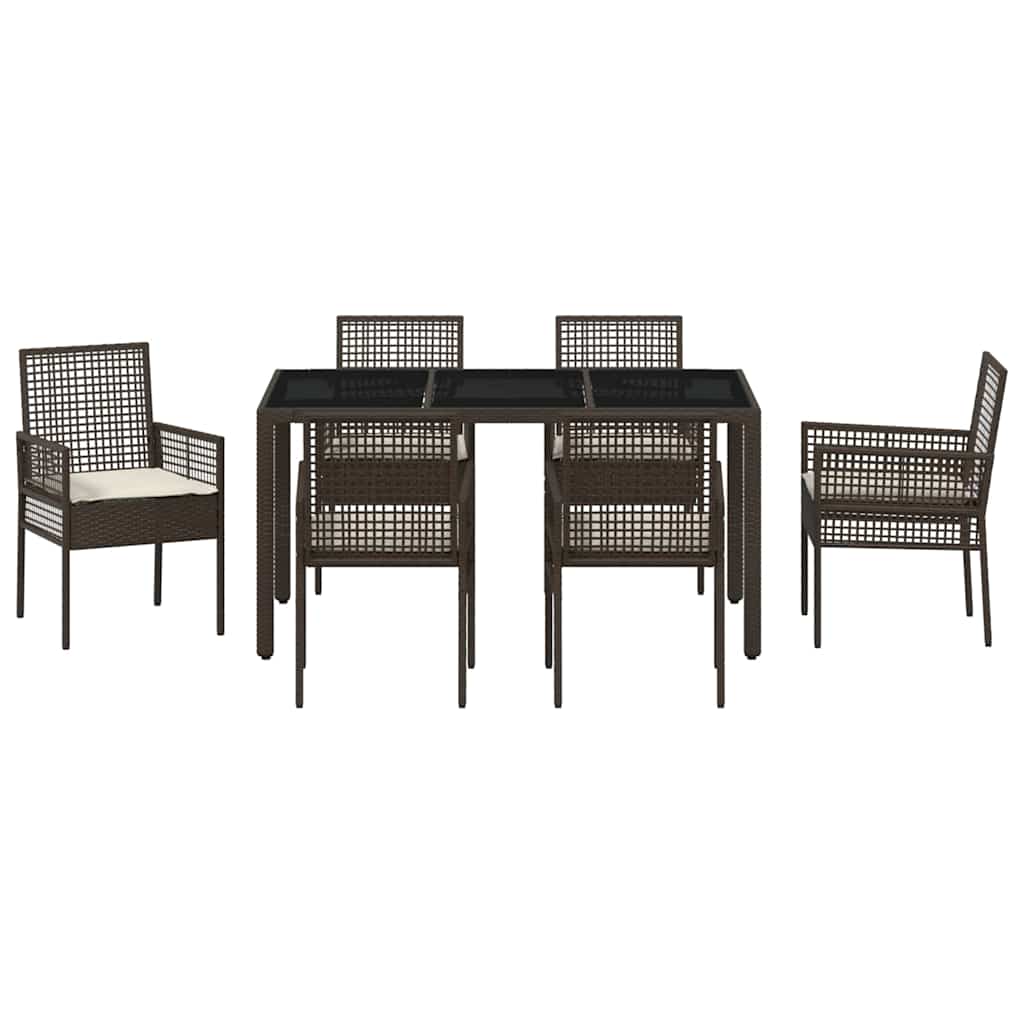 Kert étkező szett 7 pcs Barna polirattan