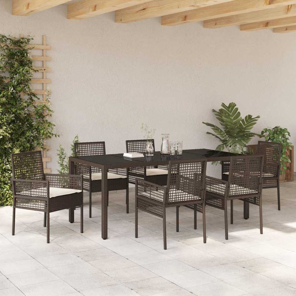 Kert étkező szett 7 pcs Barna polirattan