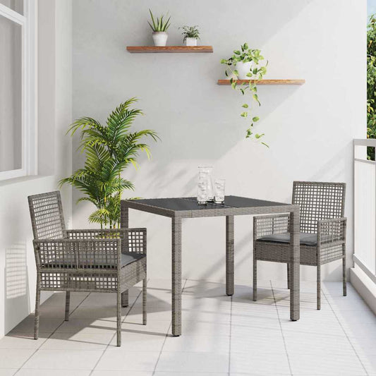 Kert étkező szett 3 pcs Szürke polirattan