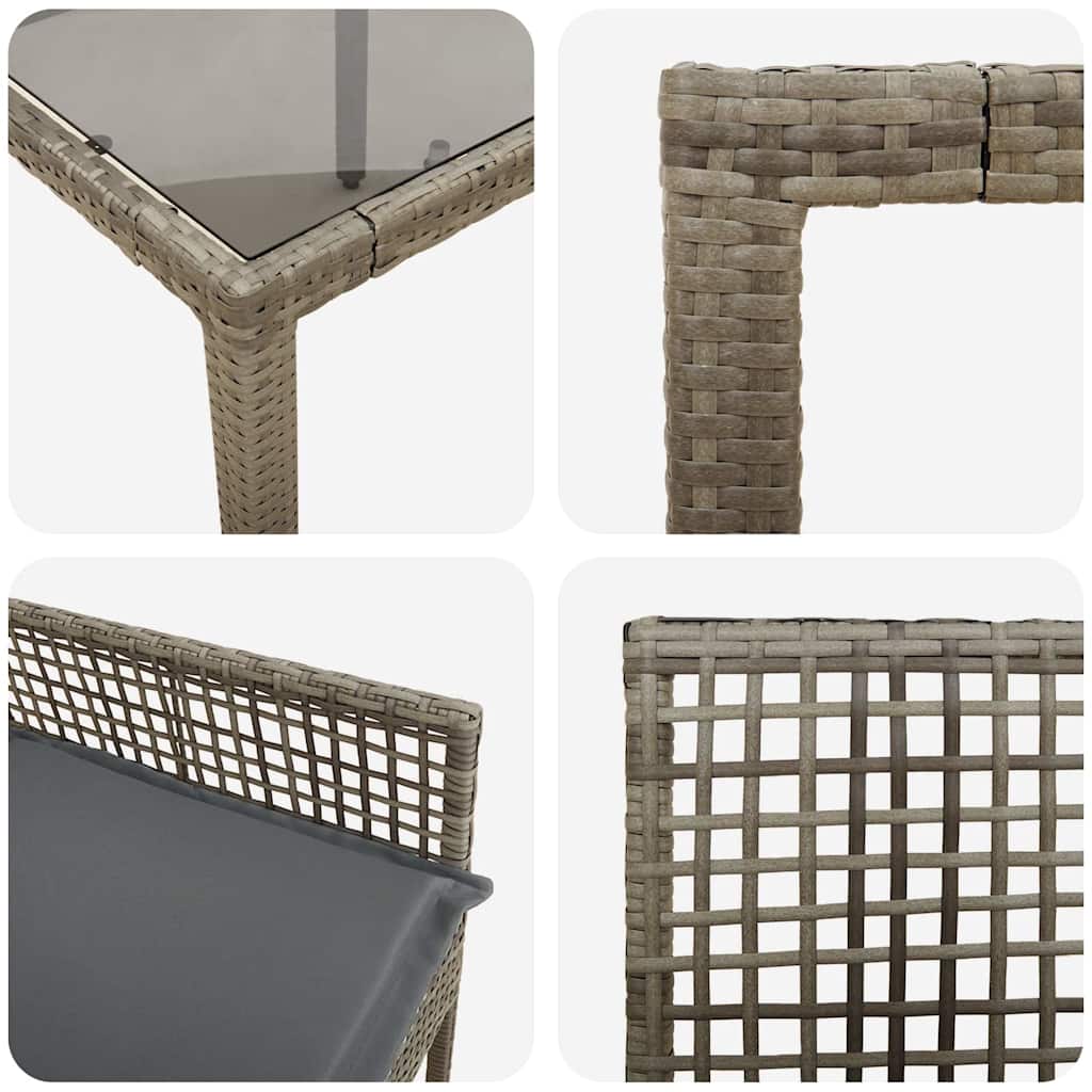 Kert étkező szett 5 pcs Szürke polirattan