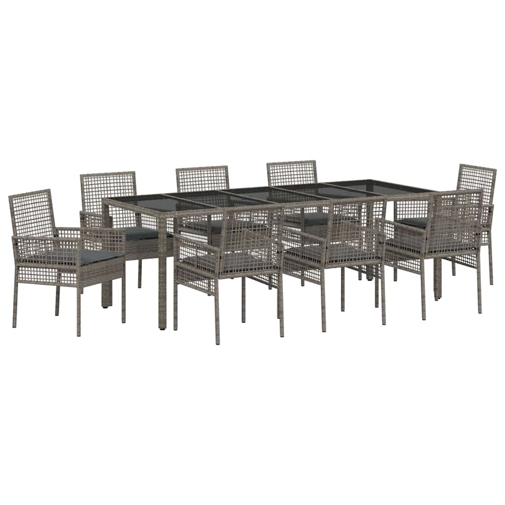 Kert étkező szett 9 pcs Szürke polirattan
