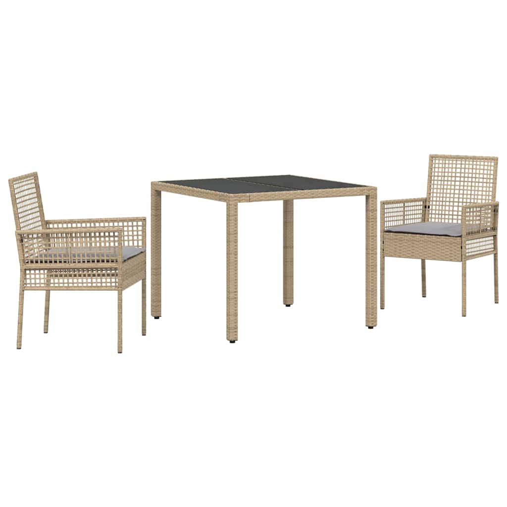 Kert étkező szett 3 pcs Bézs polirattan