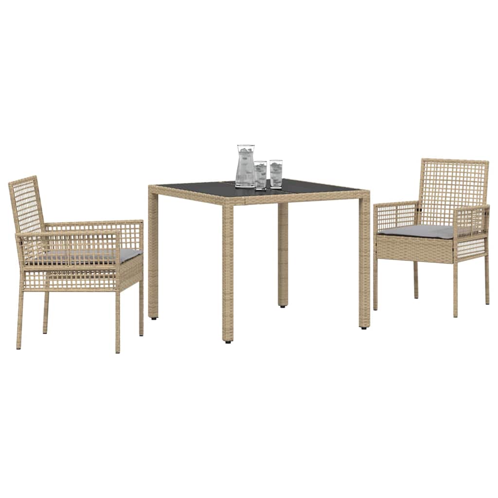 Kert étkező szett 3 pcs Bézs polirattan