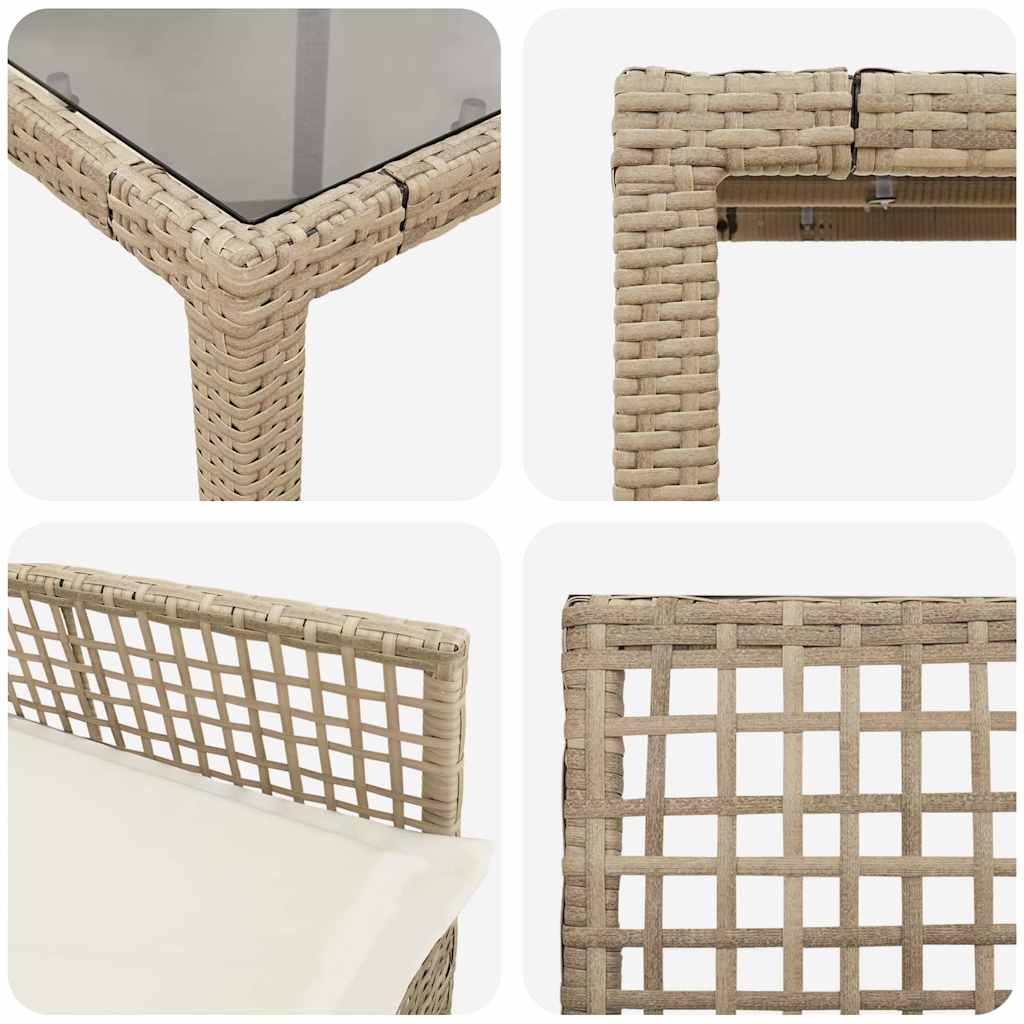 Kert étkező szett 3 pcs Bézs polirattan