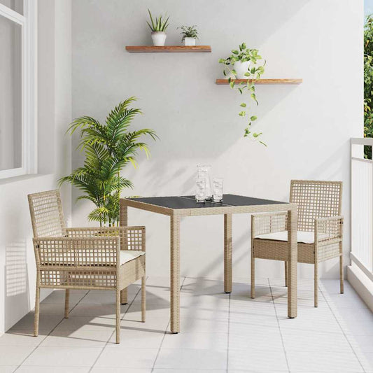 Kert étkező szett 3 pcs Bézs polirattan