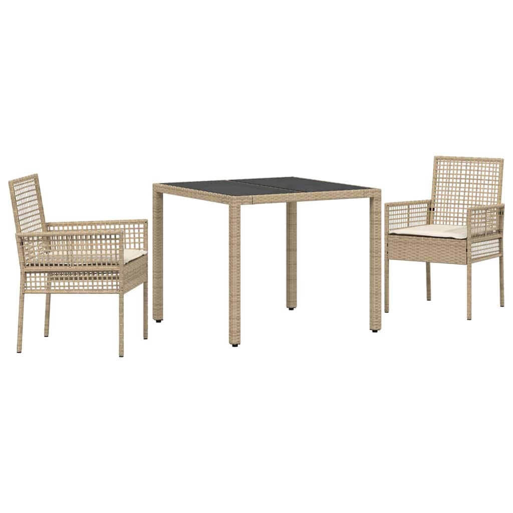 Kert étkező szett 3 pcs Bézs polirattan