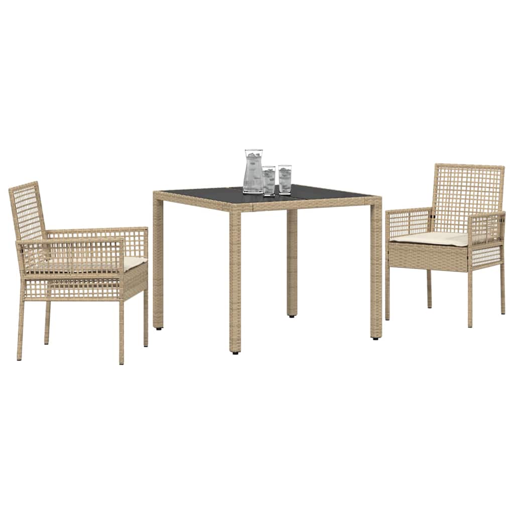 Kert étkező szett 3 pcs Bézs polirattan