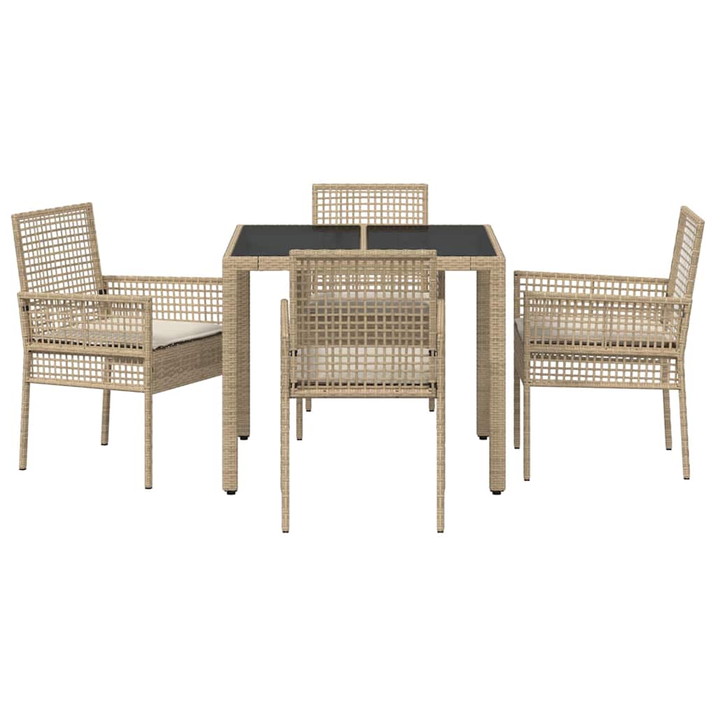Kert étkező szett 5 pcs Bézs polirattan