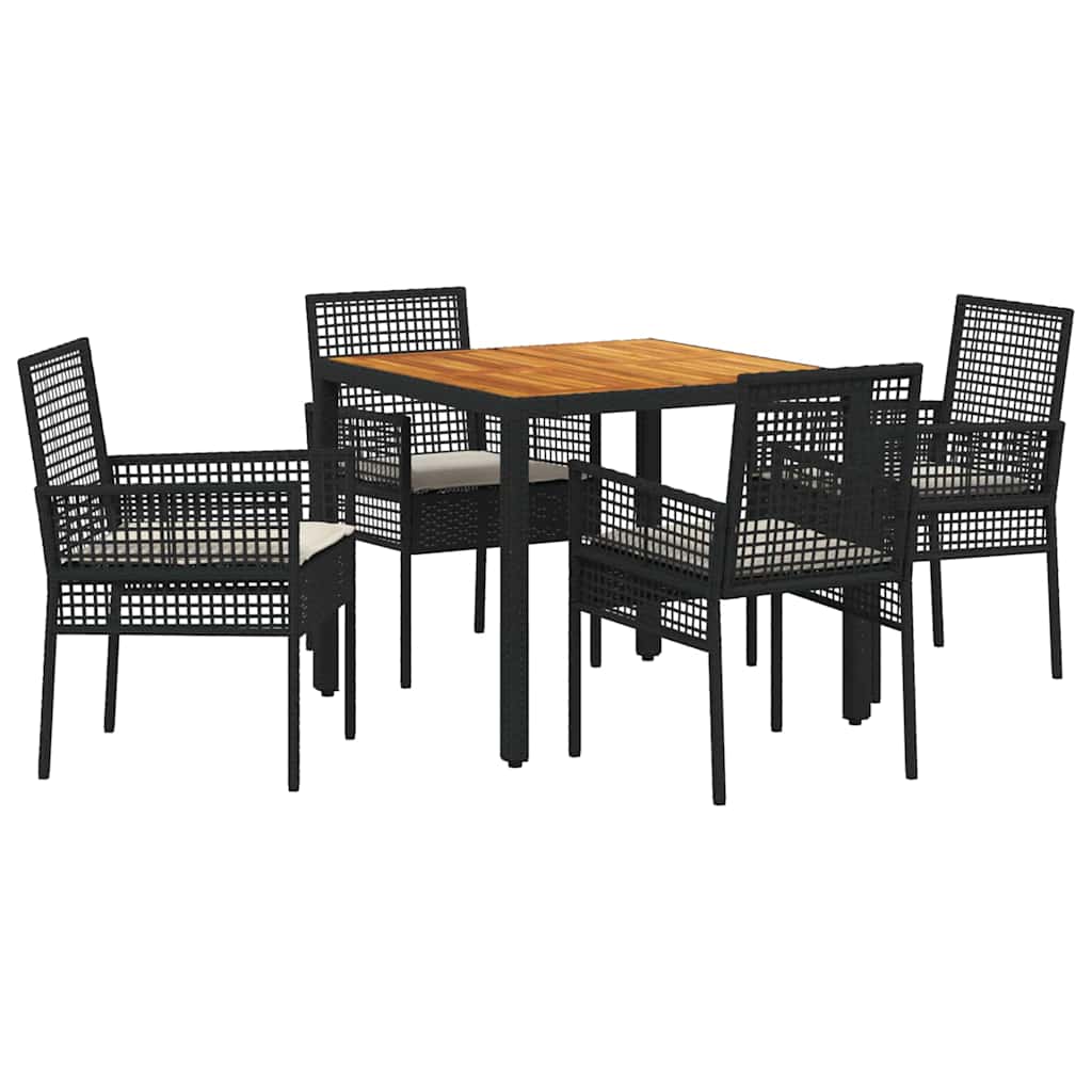 Kert étkező szett 5 pcs Fekete polirattan