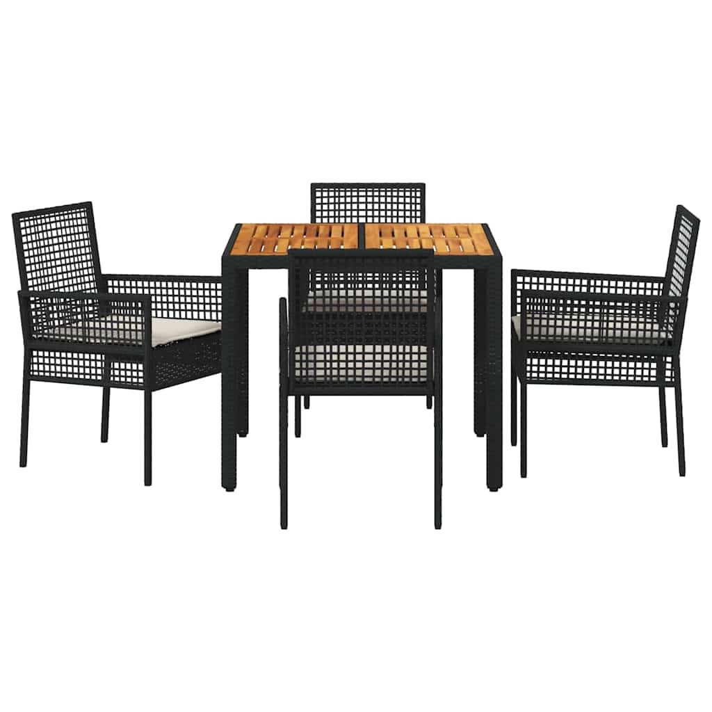 Kert étkező szett 5 pcs Fekete polirattan