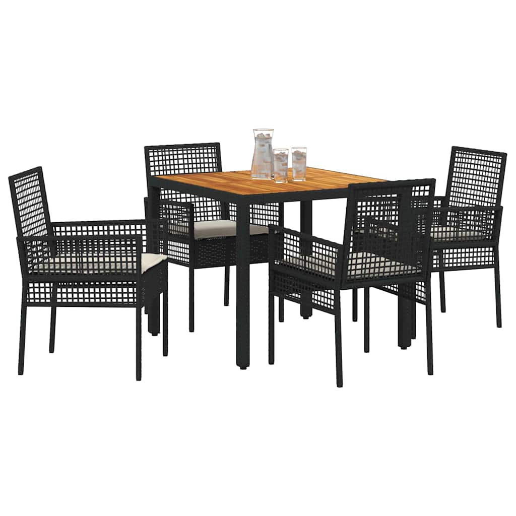 Kert étkező szett 5 pcs Fekete polirattan