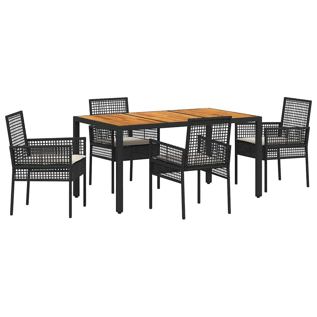 Kert étkező szett 5 pcs Fekete polirattan